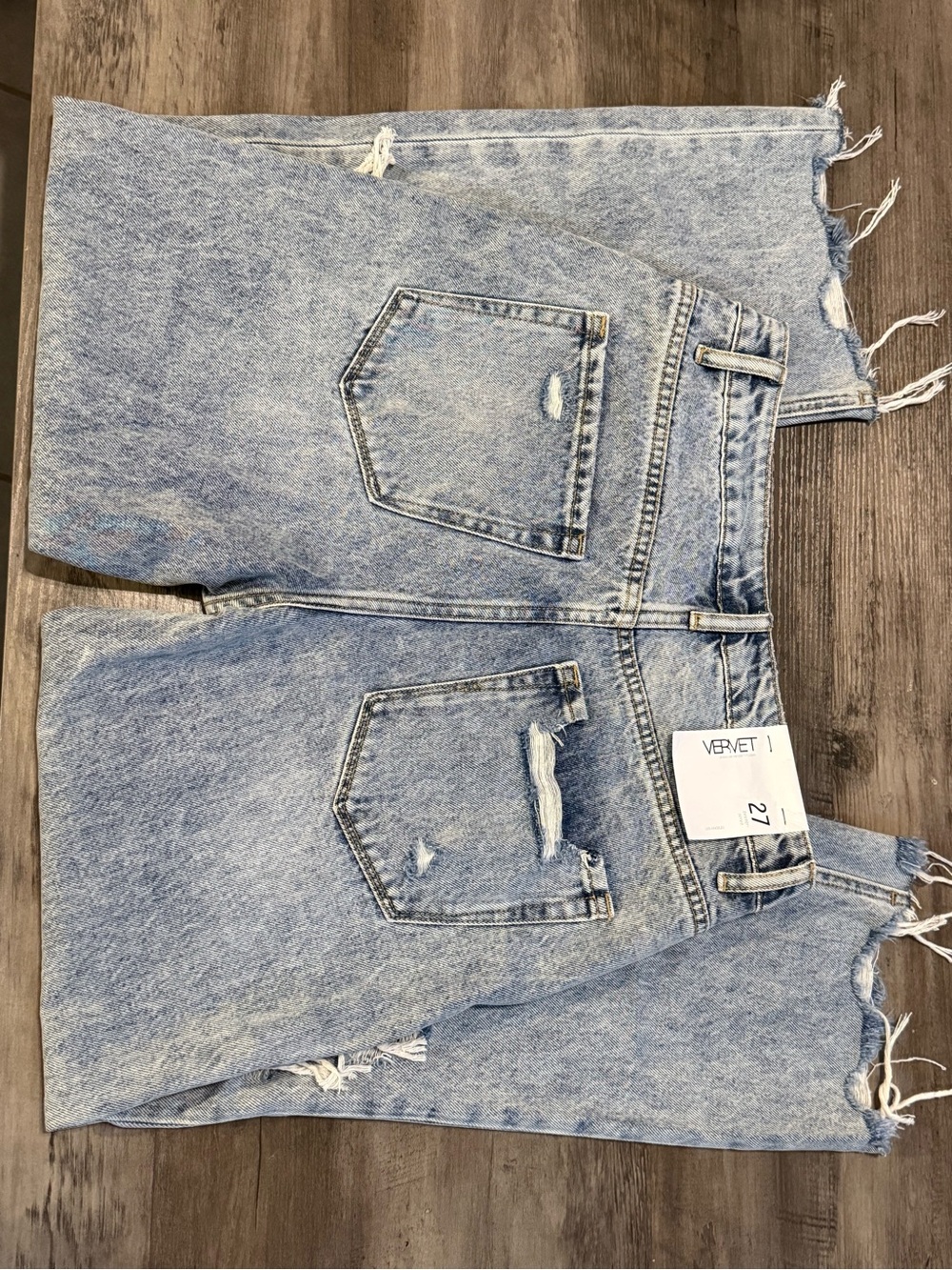 VERVET High Rise Ankle Crop Destroyed Wash Unfinished Hem Jeans - Picture 4 of 5